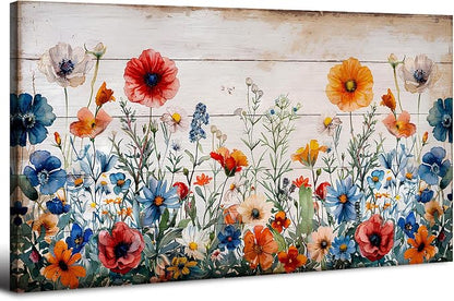 Rustic Wildflower Wall Art for Living Room Farmhouse Colorful Floral Picture by HOME