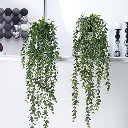 Artificial Hanging Plant 2 Pcs Faux Plant Ivy Vine Faux Eucalyptus Vines Fake - Image 8