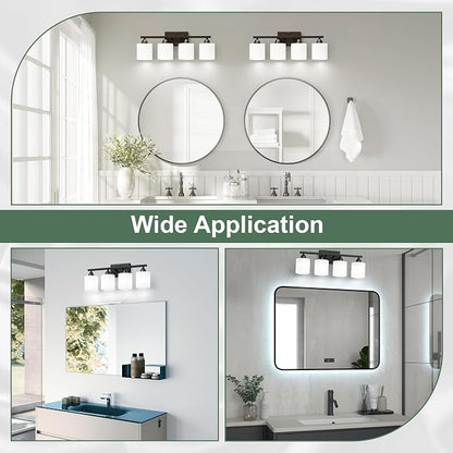Black Bathroom Lighting Fixtures Over Mirror, 4-Light Anti-Rust Vanity Light - Image 6