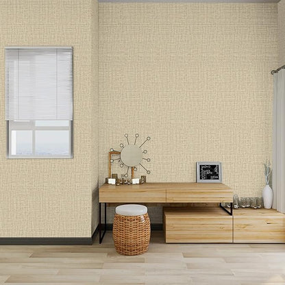 TANONE Khaki Contact Paper Peel and Stick 15.8 in X 118 in, Grasscloth Self - Image 7