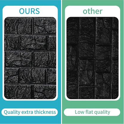 40 PCS 3D Wall Panels Peel and Stick Faux Foam 11.8"*11.8" Black Brick Wallpaper - Image 6