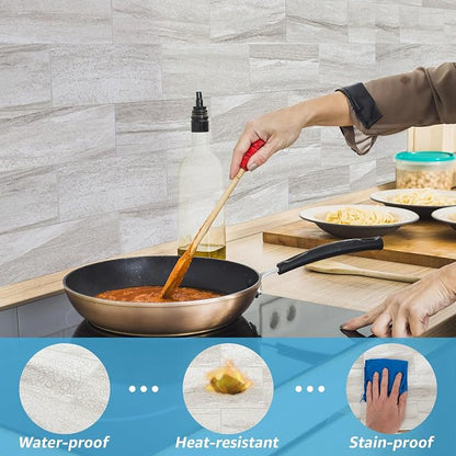 Art3d 102-Piece Faux Stone Peel and Stick Backsplash Tile, Waterproof Thick PVC - Image 2