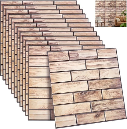 12PCS 3D Wall Panels Peel and Stick Foam Faux Brick Wall Panels, Self-Adhesive by GLASSWINDS
