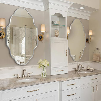 Scalloped Mirror for Bathroom by Fahomissenjoylifeincomfort