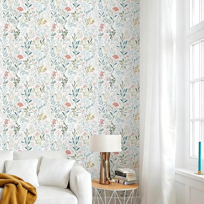 Froluya Floral Peel and Stick Wallpaper Boho Floral Contact Paper 16.9" x - Image 2