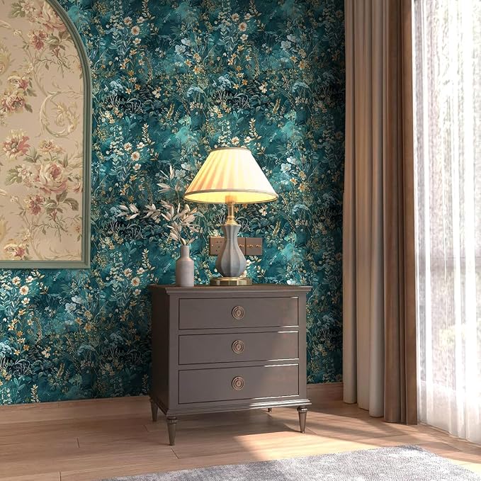 Floral Peel and Stick Wallpaper Green Flower Contact Paper 17.3inch x 393.7inch - Image 7