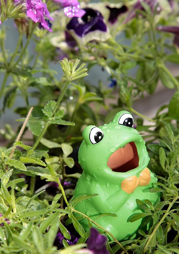 Terracotta Plant Self Watering Spikes - Set of 3 Terracotta Self Watering Bulbs, Self Watering Stakes, Self Watering Globes for Pot Plants (Frogs Painted, Small)