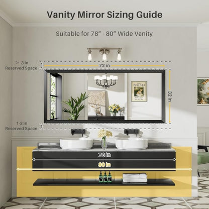 Briivue 72x32 Inch Black Bathroom Mirror - Image 2