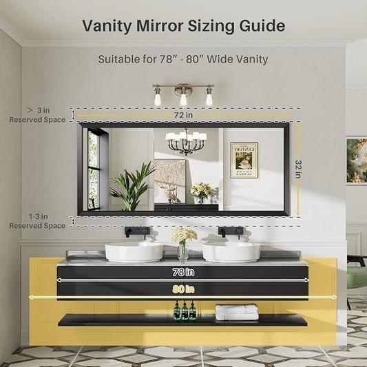 Briivue 72x32 Inch Black Bathroom Mirror - Image 2