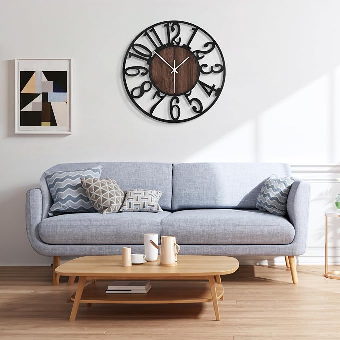 Large Wall Clock for Living Room Decor, 20 Inch Non Ticking Silent, Battery - Image 6