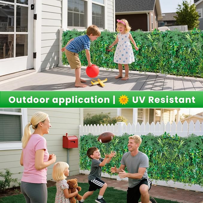 Artificial Boxwood Panel 20"x20" 6 Pieces, Faux Ivy Privacy Fence Screen - Image 8