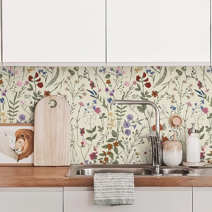 JiffDiff Floral Wallpaper Peel and Stick- 1181" x 17.3" Farm Floral Wall Paper - Image 4