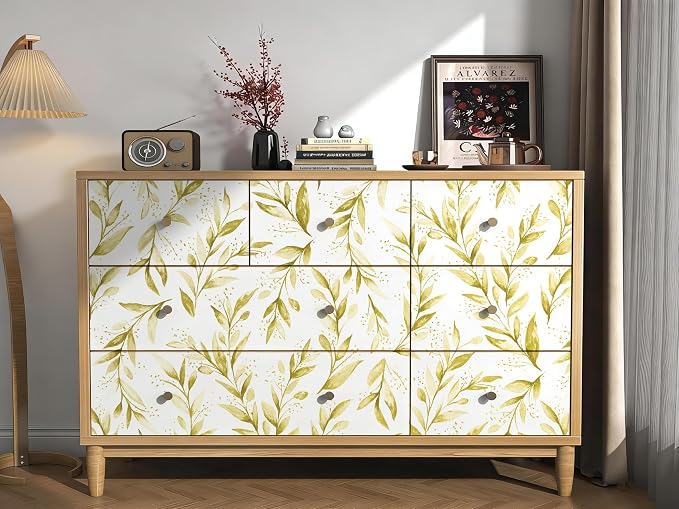 Livebor Leaf Peel and Stick Wallpaper Olive Leaf Contact Paper 17.7in x 393.7in - Image 7