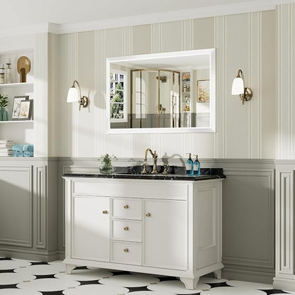 48x30 Inch White Bathroom Mirror - Image 3