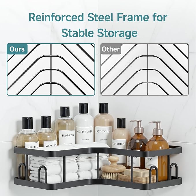 Veken Corner Shower Caddy 4-Pack, Advanced Rustproof Design, No Drilling - Image 5