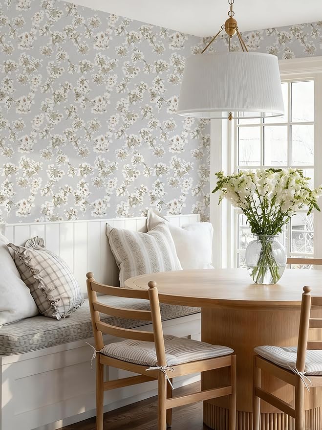 Floral Peel and Stick Wallpaper Farmhouse Pear Blossom Vintage Wallpaper - Image 3