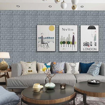 3D Wall Panels Peel and Stick 11PCS Gray Foam Brick Wallpaper - Image 2