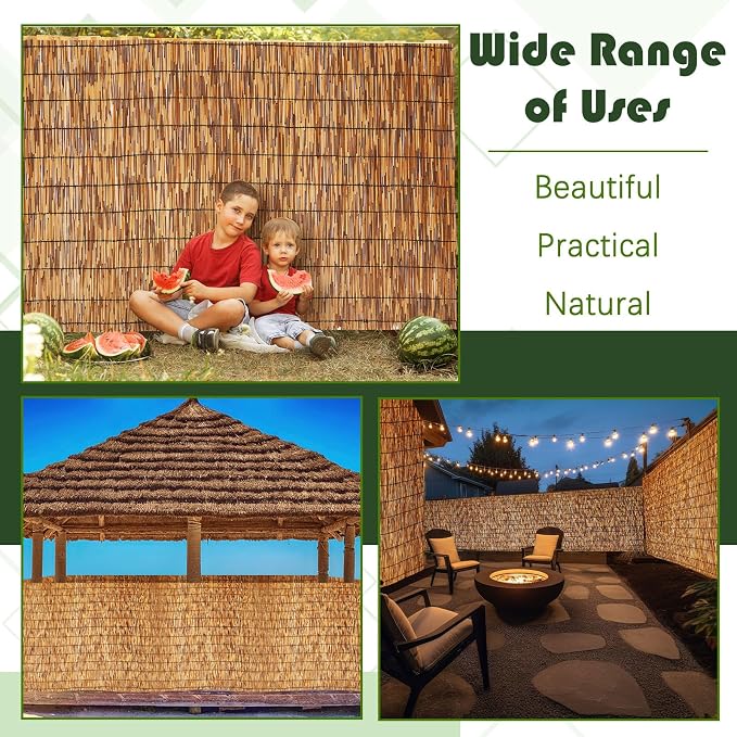 Barydat 4 Pcs 6 x 16.4 ft Reed Fence Roll, 85% Shade Bamboo Privacy Screen - Image 6