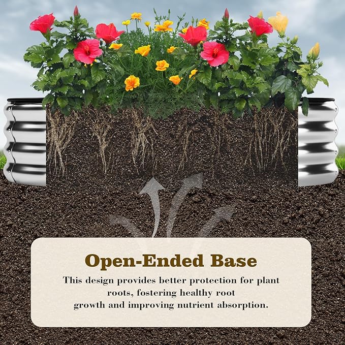 Galvanized Metal Planter Raised Garden Bed Kit for Gardening Outdoor，4x2x1ft 2 Planter Grow Garden Box Raised Flower Bed，Long Vegetable Clearance Herb Raised Garden Beds for Gardening Metal