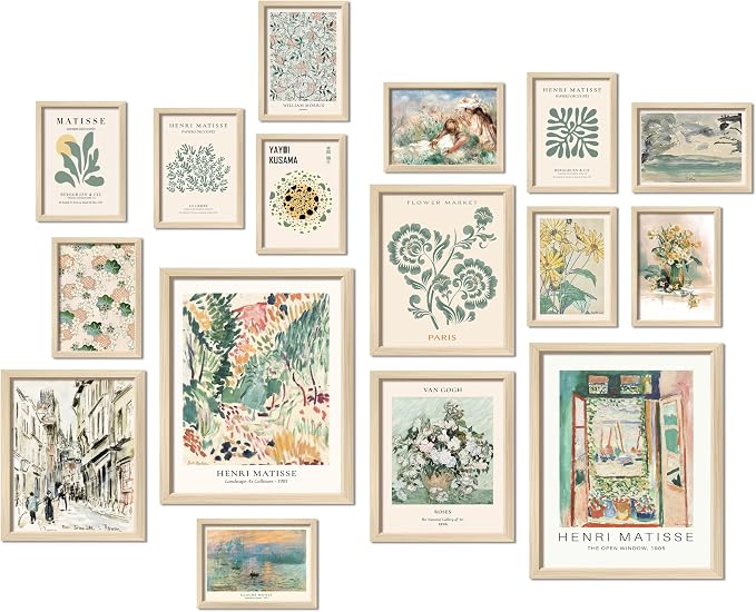 ANERZA 16 PCS Sage Green Wall Art Decor, Matisse Wall Prints by ANERZA