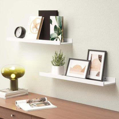 Boswillon 23.6 Inches Long Floating Shelves, 2 Set Modern White Wall Shelf - Image 6