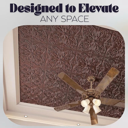 Art3d 12-Pack PVC Drop Ceiling Tiles, 2ft x 2ft, Floral Rose Copper - Image 5
