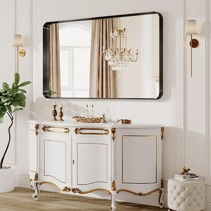 40X30 Inch Black Metal Framed Bathroom Mirror - Image 8