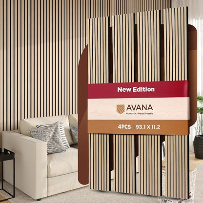 Avana Acoustic Wood Wall Panels – 93.2x11.25 Inch Panels – Fits 94x12 Layout – by AvanaHome