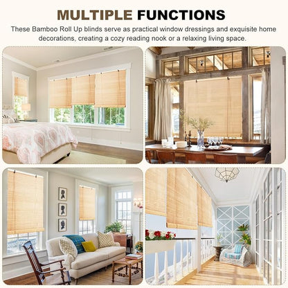 Bamboo Roller Blinds Shades, Outdoor Bamboo Roll Up, Vertical Lifting, - Image 8