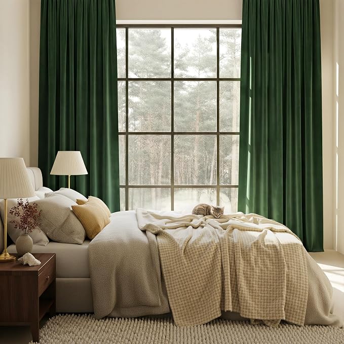 NICETOWN Green Velvet Curtains 102 inches - Image 3