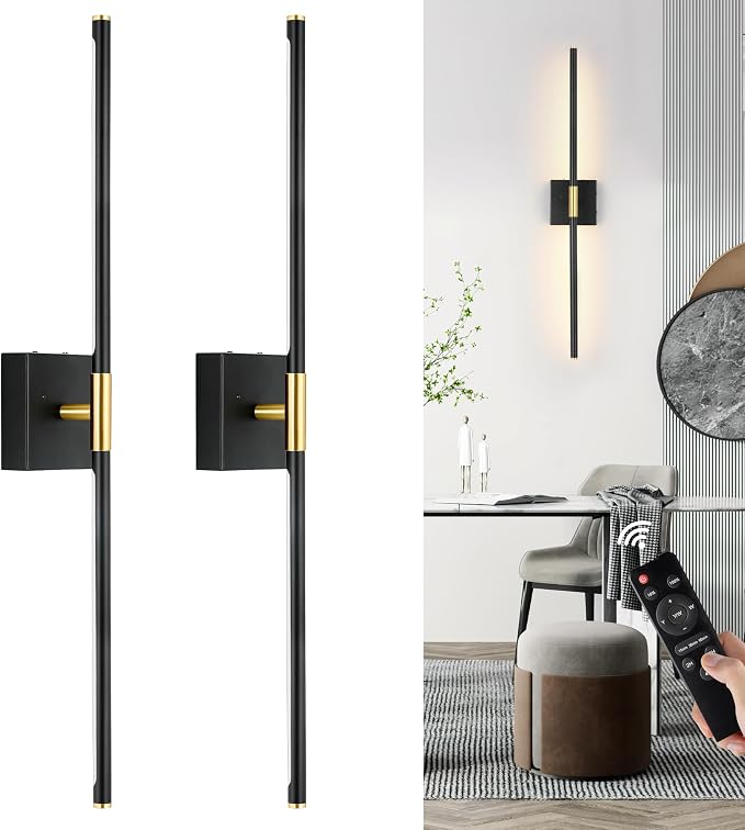 Morauroral 30 Inch Battery Operated Wall Sconces Set of Two, Dimmable Wall by Morauroral