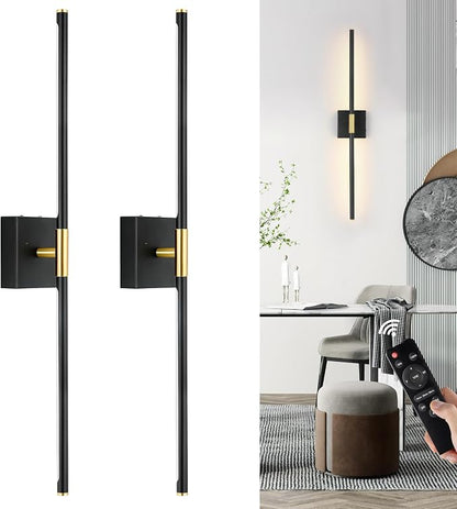 Morauroral 30 Inch Battery Operated Wall Sconces Set of Two, Dimmable Wall by Morauroral