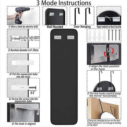 SCWF-GZ 47x14 Mirror Rectangle Full Body Length Door Hanging Wall Mounted Metal - Image 5