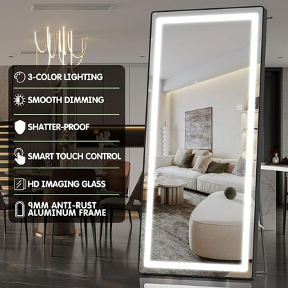 FENNIO Full Length Mirror with Lights, Wall Mounted Hanging Mirror with Lights - Image 5