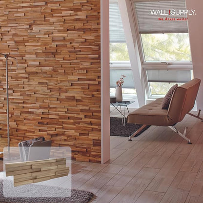 Wall!Supply 3D Wall Panels – Reclaimed Modern Asian Teak Wood – Home Decor - Image 2