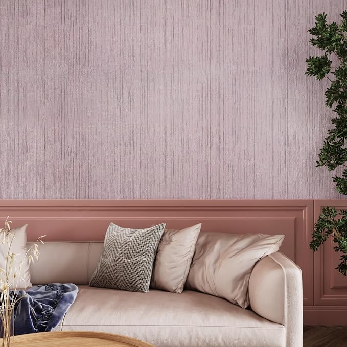 CRE8TIVE Pale Pink Grasscloth Wallpaper Textured Grasscloth Peel and Stick - Image 7