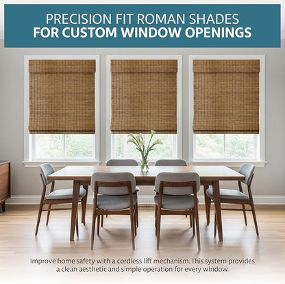 Windowsandgarden Cordless Woven Wood Roman Shades, 52W x 72H, Eastfield Teak - Image 2