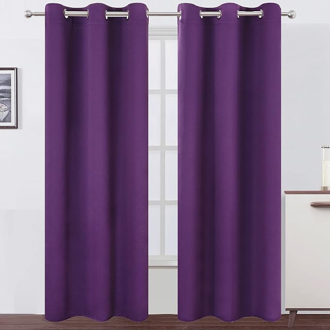 LEMOMO Blackout Curtains 42 x 84 Inch/Purple Curtains Set of 2 Panels/Room by Lemomo