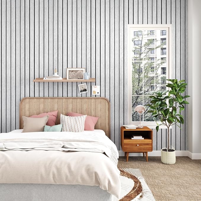 White Grey Wood Panels for Wall Slat Panel Self Adhesive Wood Slat 3D Wall - Image 6