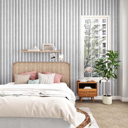 White Grey Wood Panels for Wall Slat Panel Self Adhesive Wood Slat 3D Wall - Image 6