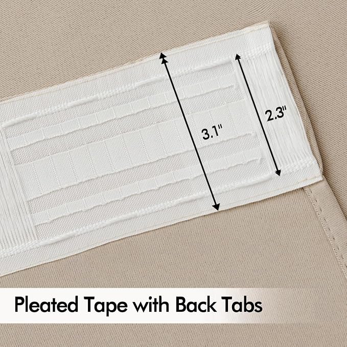 MIULEE Taupe Back Tab Blackout Curtains 120 Inch Long 2 Panels Set - Image 4