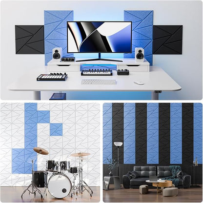 12 Pack Acoustic Panels with Self-Adhesive, Sound Panels High Density, - Image 4