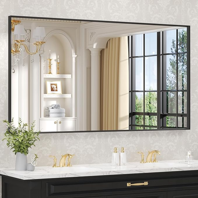 LOAAO Black Bathroom Mirror 60"X30" by LOAAO