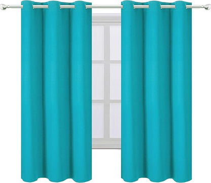 LEMOMO Turquoise/Teal Blackout Curtains/38 x 54 Inch/Set of Two Panels Grommet - Image 2