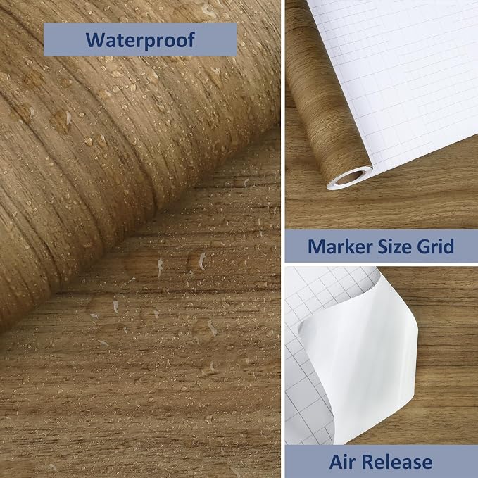 WESTICK 24" x 394" Peel and Stick Countertops Brown Wood Grain Contact Paper - Image 7