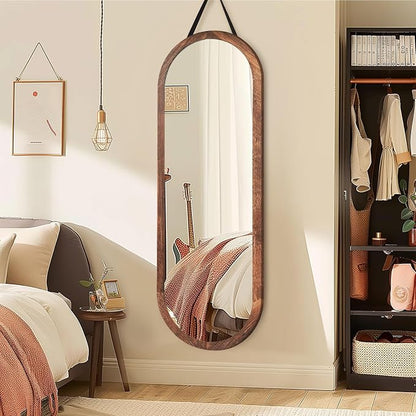 16"x48" Oval Full Length Mirror Solid Wood Wall Mirror - Image 8