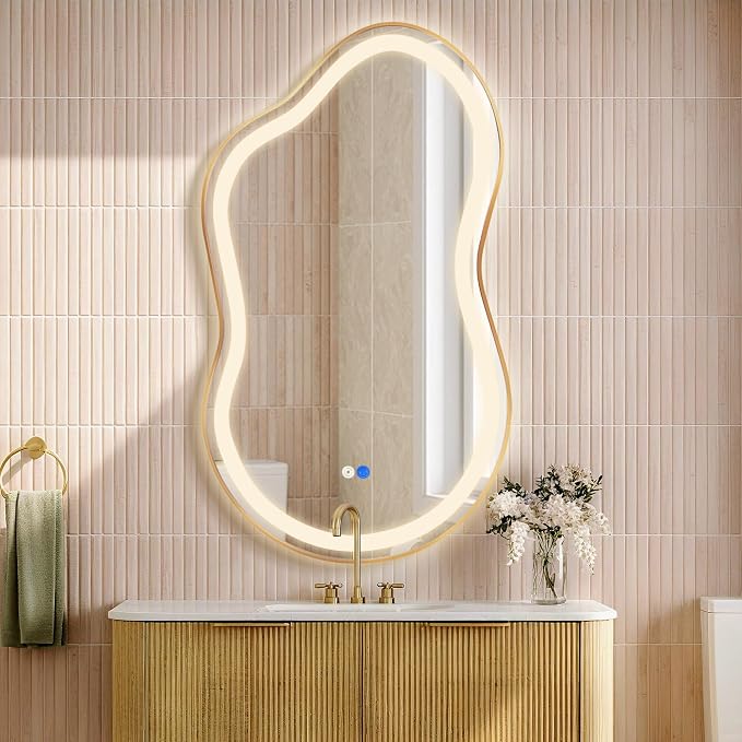 Irregular Led Backlit Bathroom Mirror -24"x36" Single Piece, Asymmetrical Cloud - Image 4
