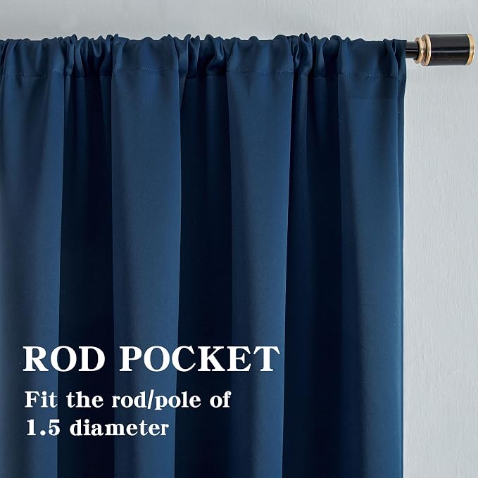 IGEMAEVE Blackout Curtains 72 Inch Length 2 Panels Set, Rod Pocket Energy - Image 2