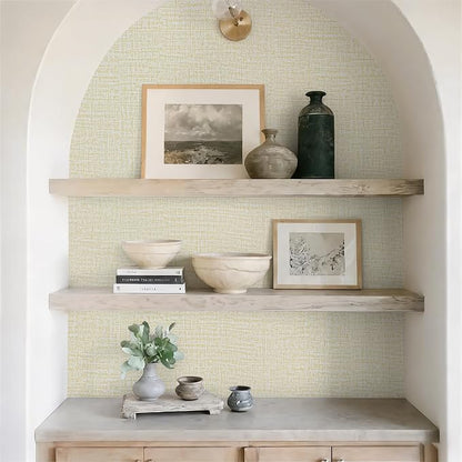 Guvana Grasscloth Peel and Stick Wallpaper Cream Textured Contact Paper Modern - Image 7