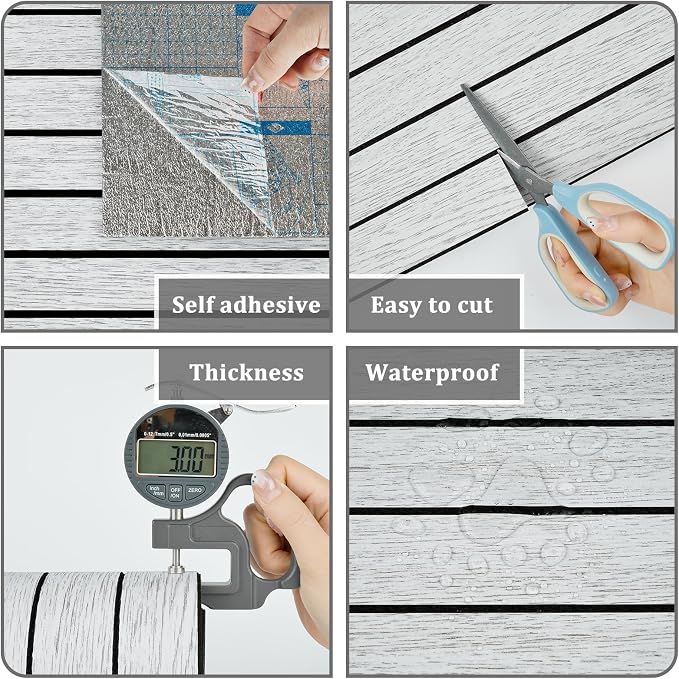 White/Grey Wood Panels for Wall Peel and Stick 3D Wood Slat Wall Panels 197"x - Image 4